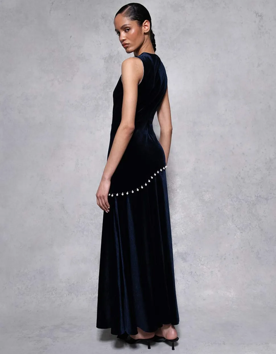 Sole Velvet Maxi Dress in Navy