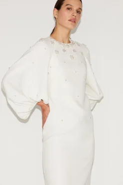 Sondra Midi Dress White Embellished Sable