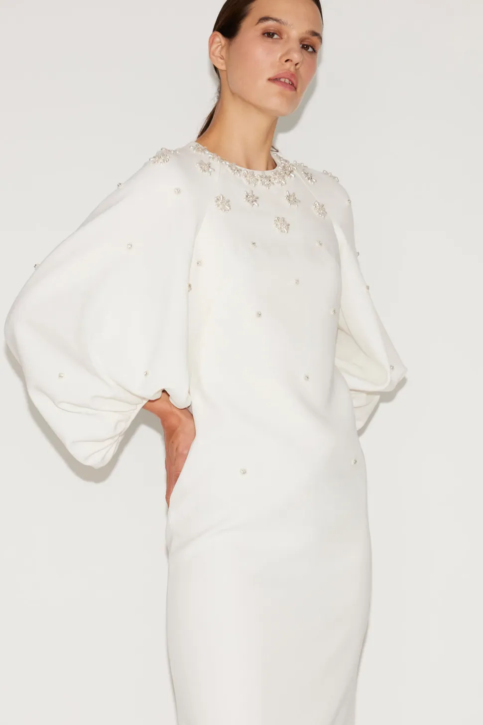 Sondra Midi Dress White Embellished Sable