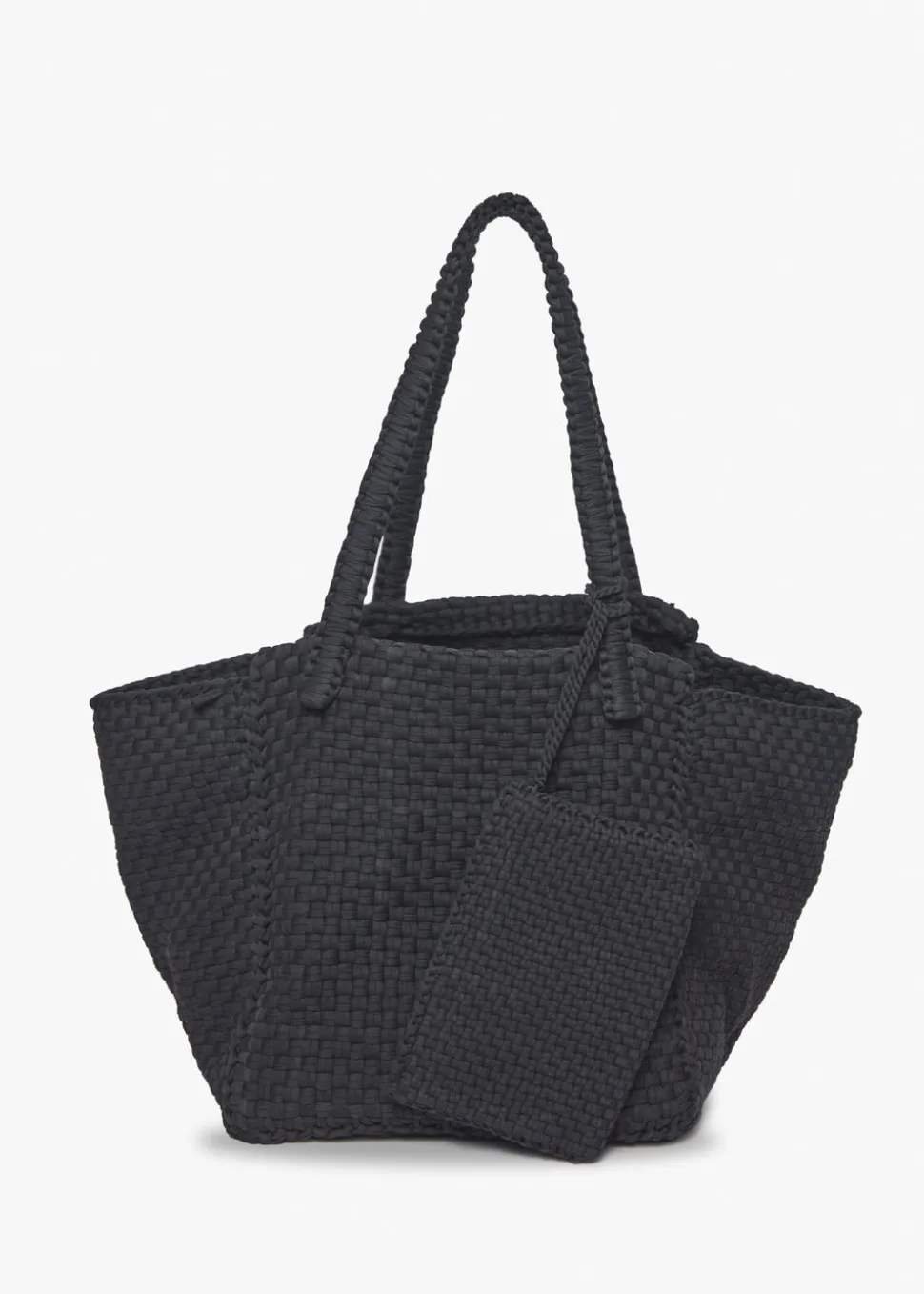 Soona Upcycled Woven Cotton Tote Bag in Black