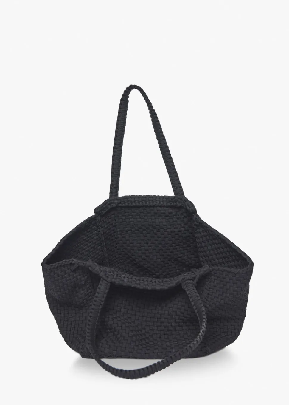Soona Upcycled Woven Cotton Tote Bag in Black