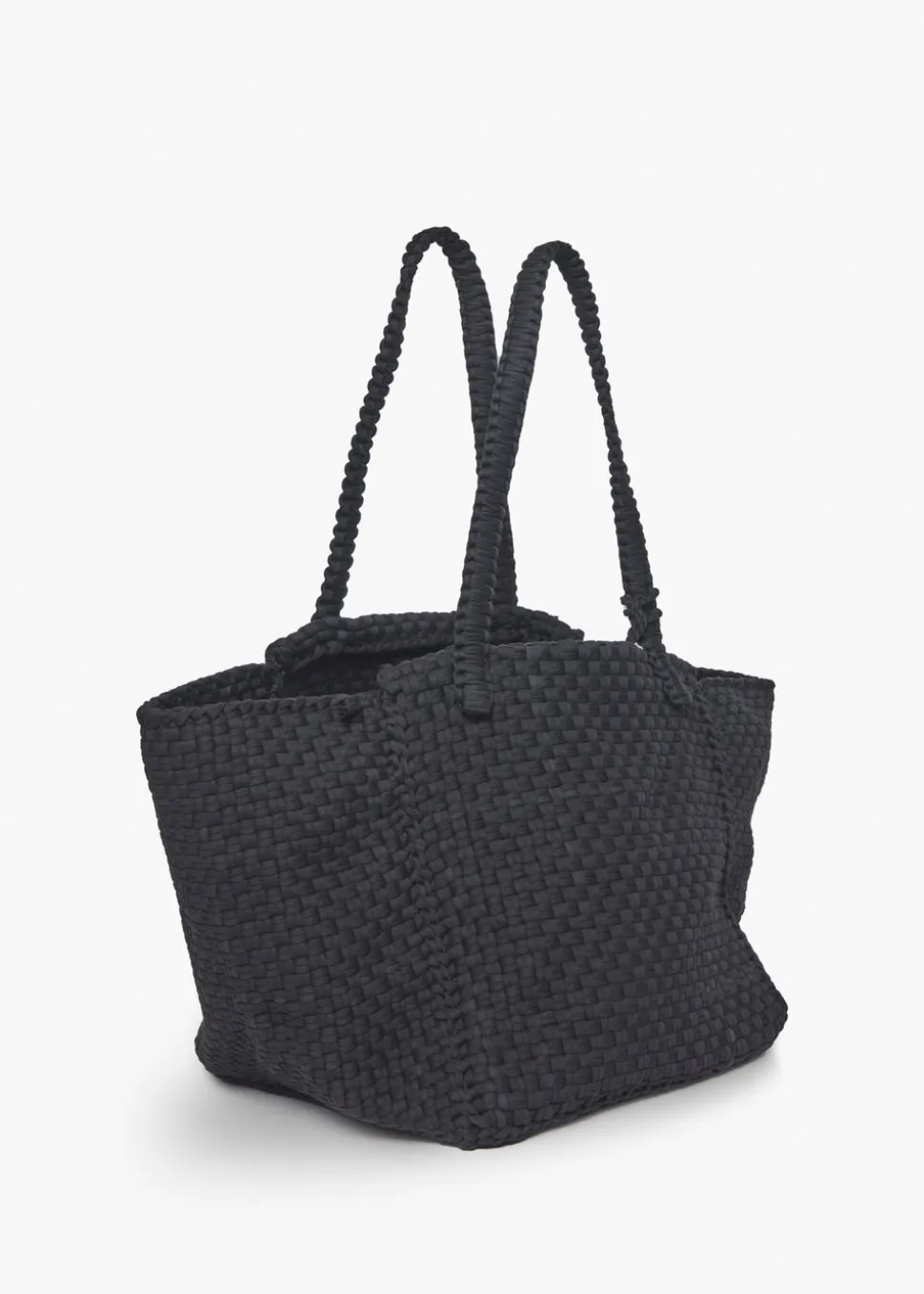 Soona Upcycled Woven Cotton Tote Bag in Black