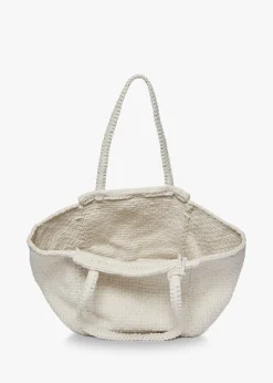 Soona Upcycled Woven Cotton Tote Bag in Ivory