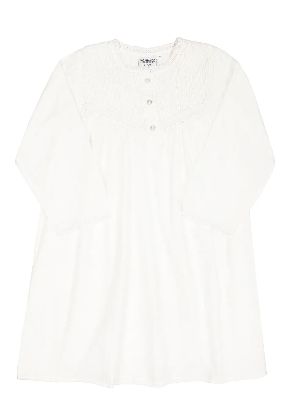 Sophia Long Sleeve White Cotton Dress for Girls