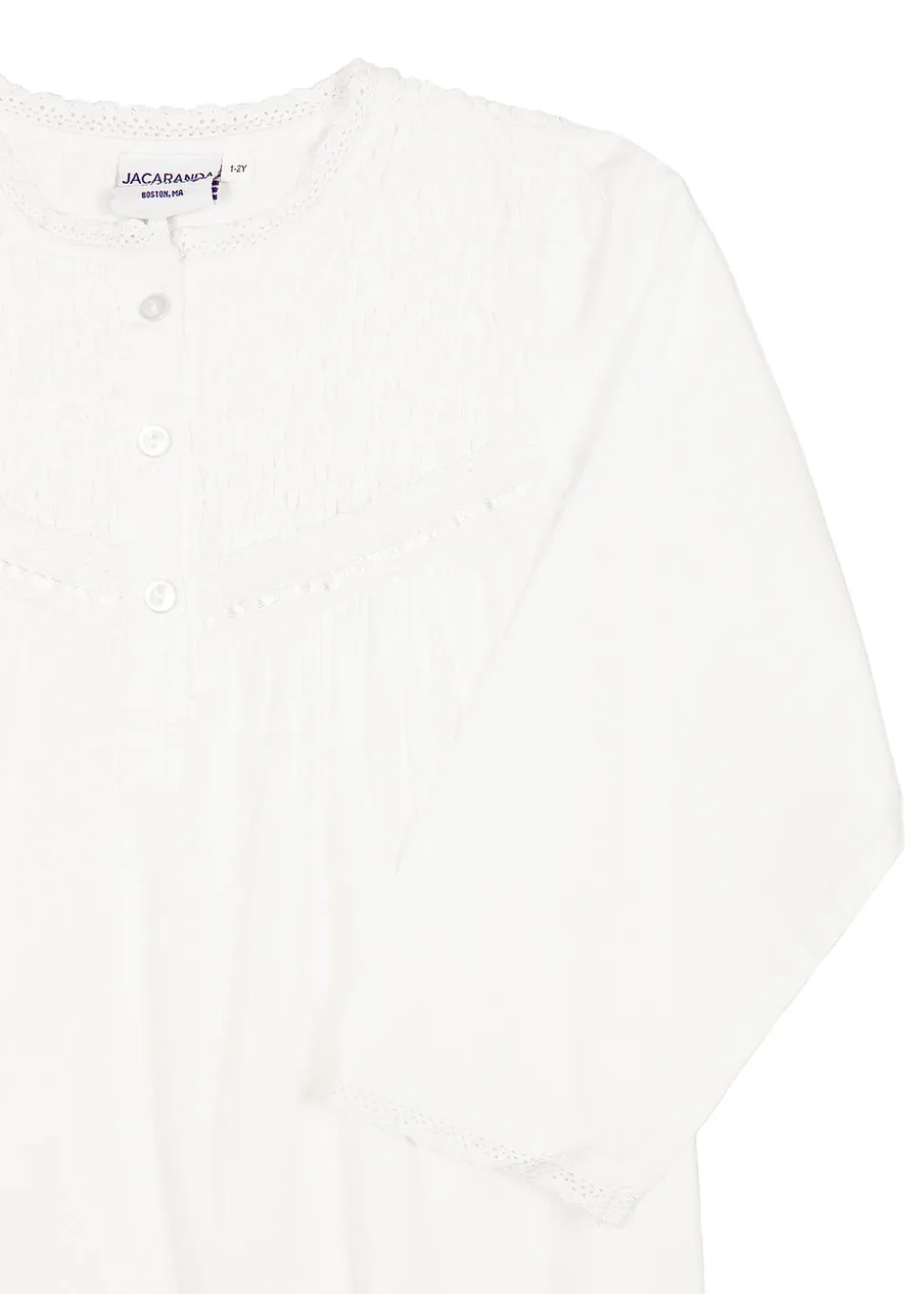 Sophia Long Sleeve White Cotton Dress for Girls