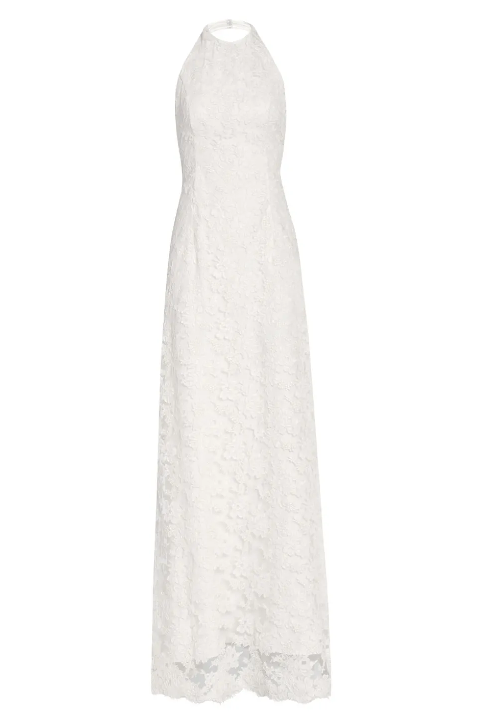 Sophia White Lace Halter Gown