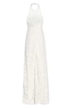 Sophia White Lace Halter Gown