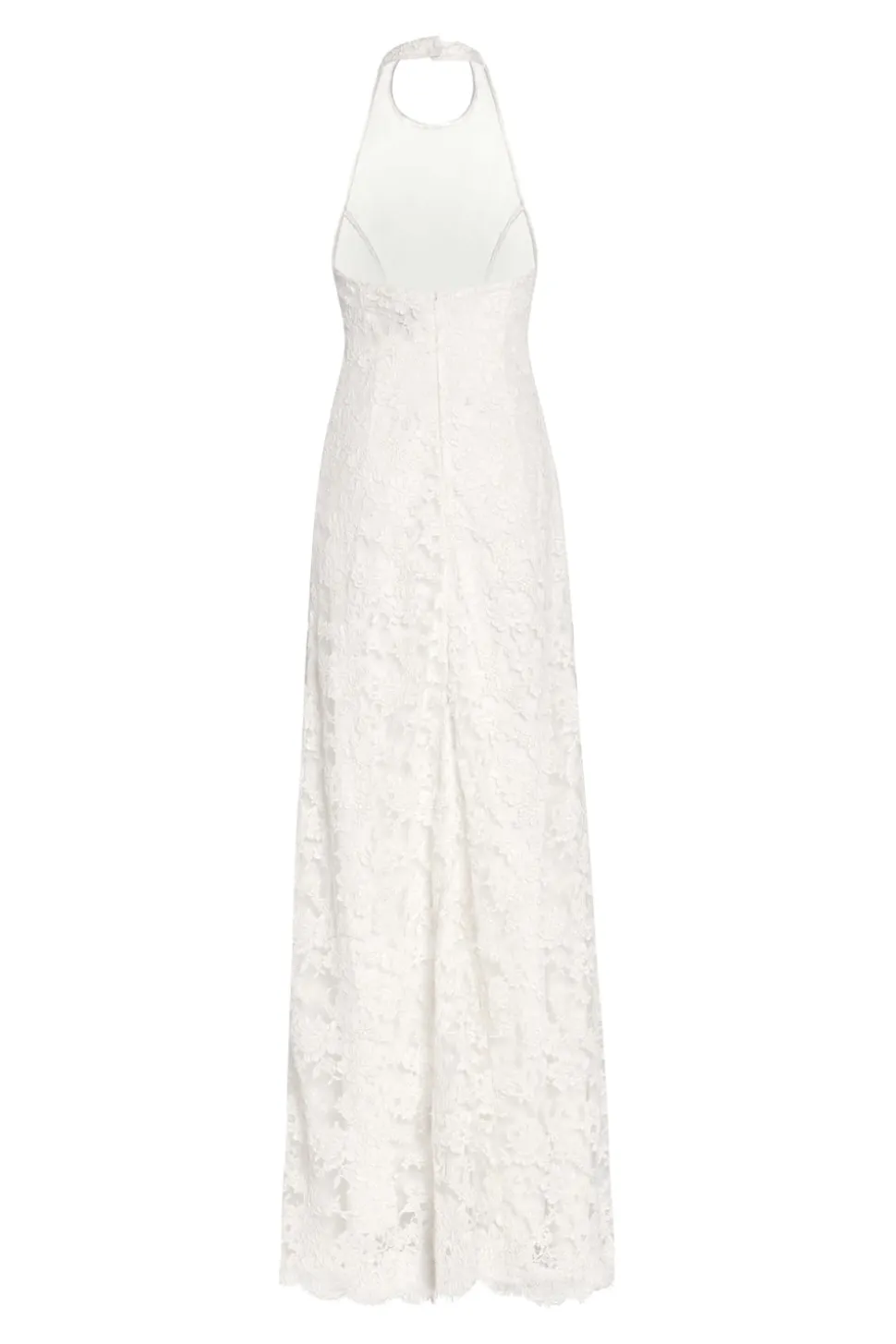 Sophia White Lace Halter Gown