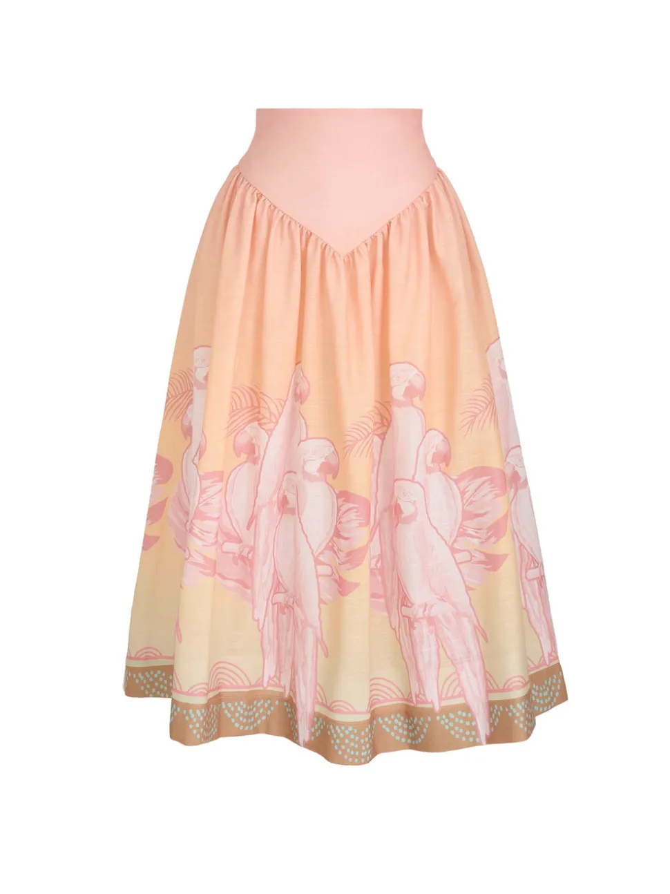 Sotavento Midi Skirt in Coral Macaw Print