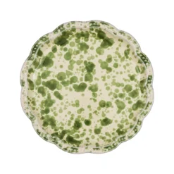 Speckled Dessert Plate in Green and White