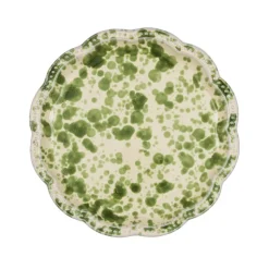 Speckled Dinner Plate in Green and White