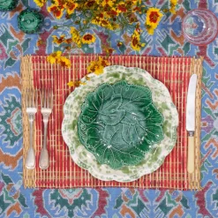 Speckled Dinner Plate in Green and White