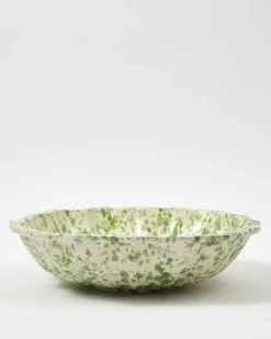 Speckled Serving Bowl, Green and White