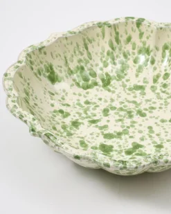 Speckled Serving Bowl, Green and White