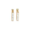 Square Huggie Earrings with Diamond Baguettes