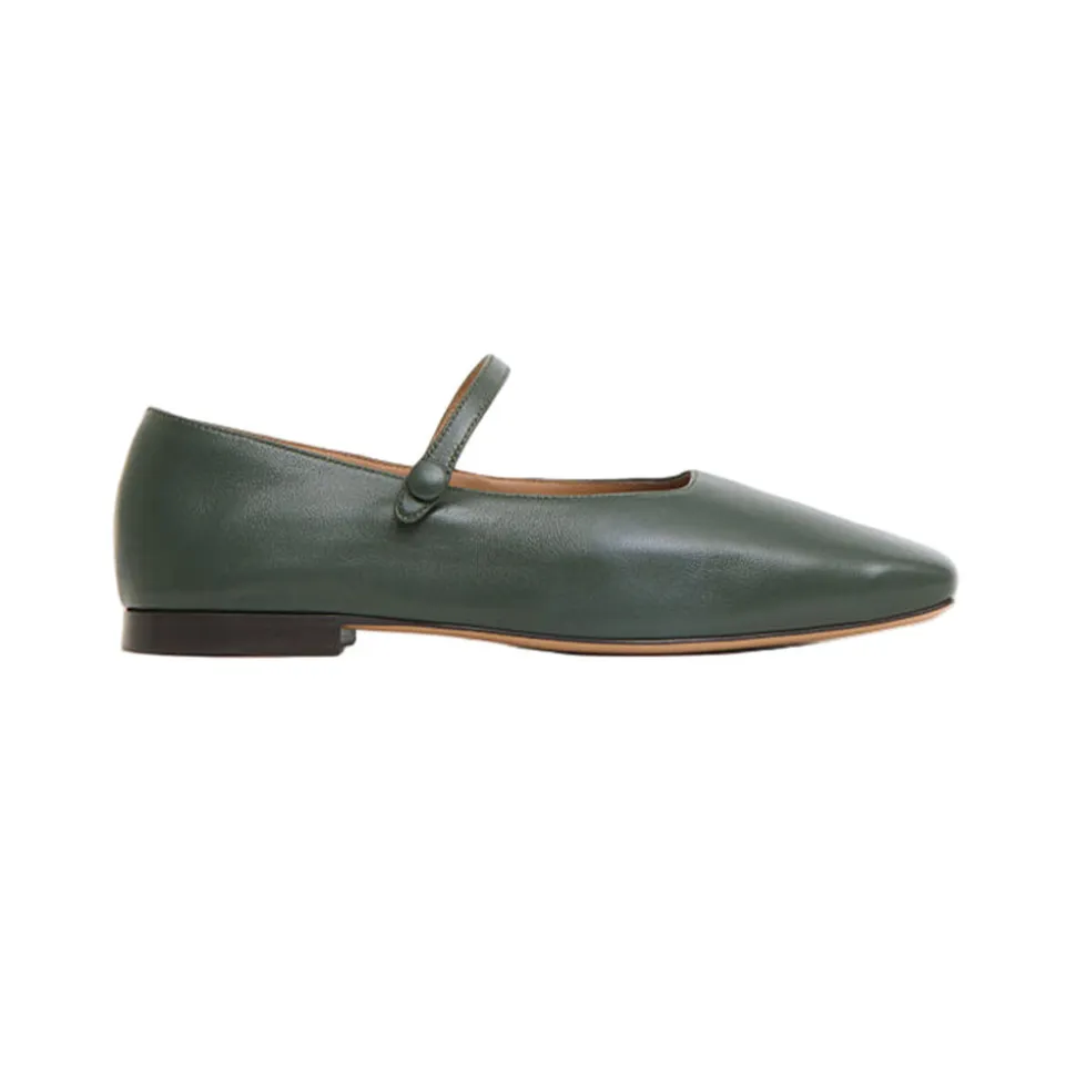Square Toe Mary Jane in Moss