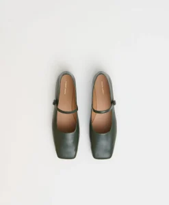 Square Toe Mary Jane in Moss