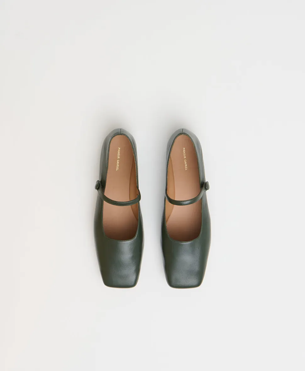 Square Toe Mary Jane in Moss