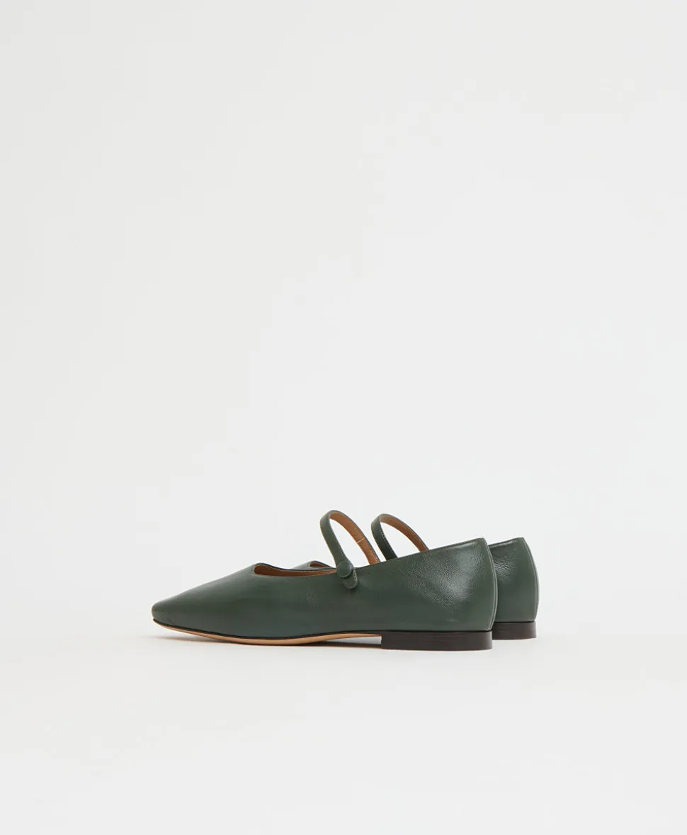Square Toe Mary Jane in Moss