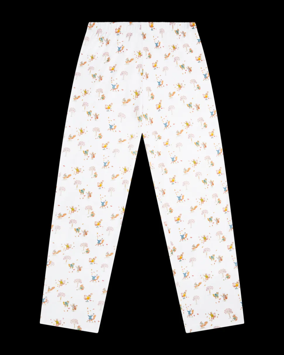 Squirrel Print Henley Pajamas in White