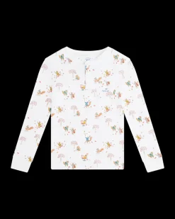 Squirrel Print Henley Pajamas in White