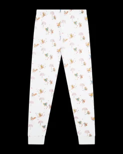 Squirrel Print Henley Pajamas in White