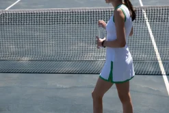 Stacy Tank in Bright White with Kelly Green Trim