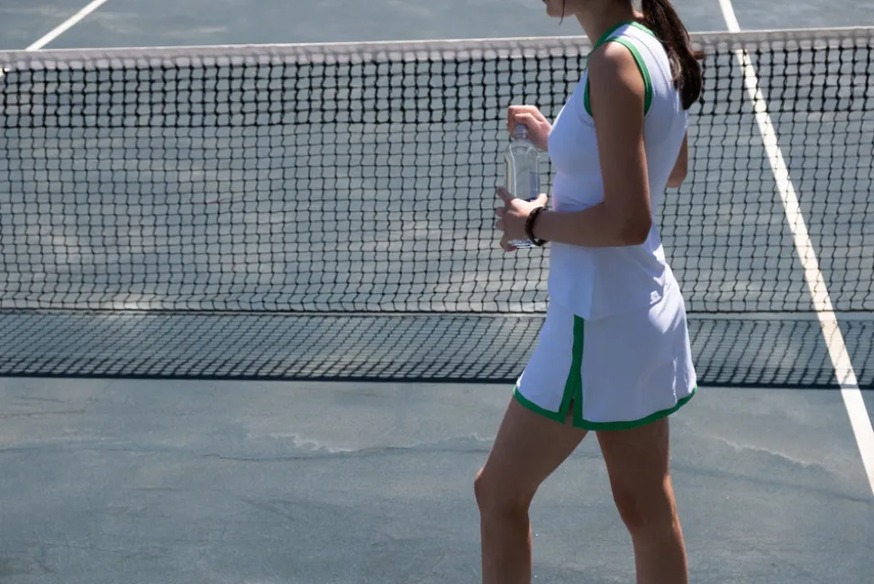 Stacy Tank in Bright White with Kelly Green Trim