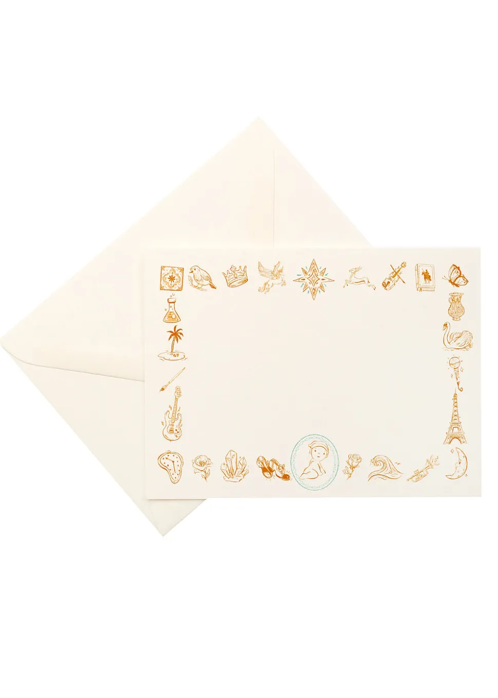 Stationery Card Set with Book in Orange