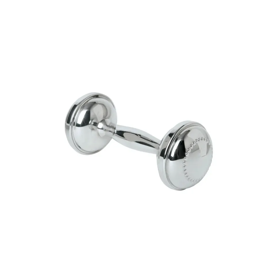 Sterling Silver Beaded Dumbbell Rattle