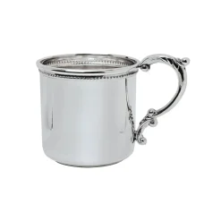Sterling Silver Beaded Scroll Handle Baby Cup