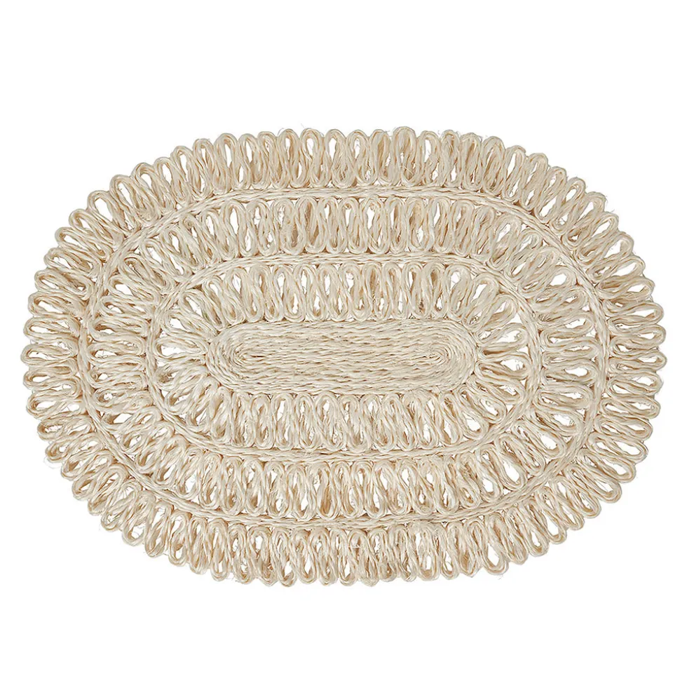 Straw Loop Oval Placemat in Whitewash