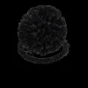 Straw Pompom Napkin Rings in Black, Set of Four