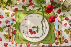 Strawberry Placemat and Napkin Set in Green