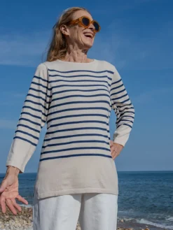 Striped Boatneck in Navy