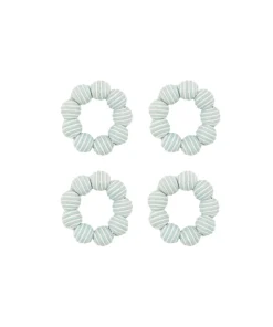 Striped Napkin Rings in Chalk Blue, Set of 4