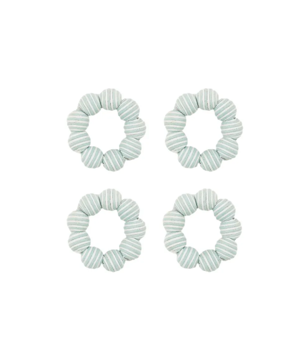 Striped Napkin Rings in Chalk Blue, Set of 4