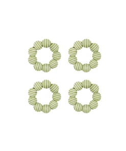 Striped Napkin Rings in Sage, Set of 4