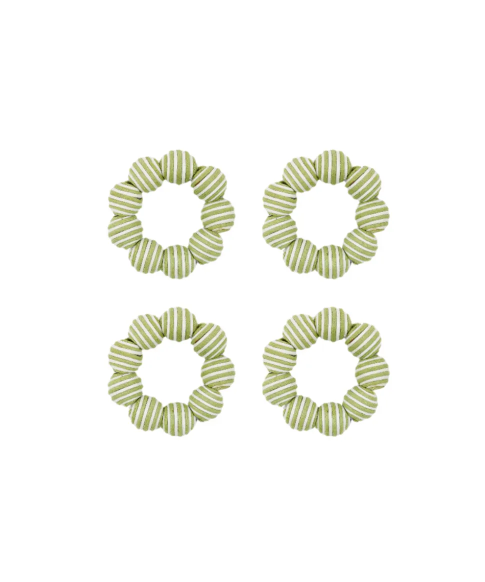 Striped Napkin Rings in Sage, Set of 4