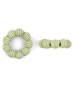 Striped Napkin Rings in Sage, Set of 4