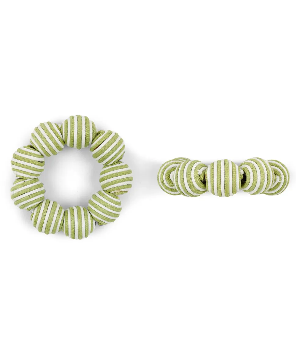 Striped Napkin Rings in Sage, Set of 4