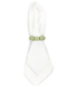 Striped Napkin Rings in Sage, Set of 4