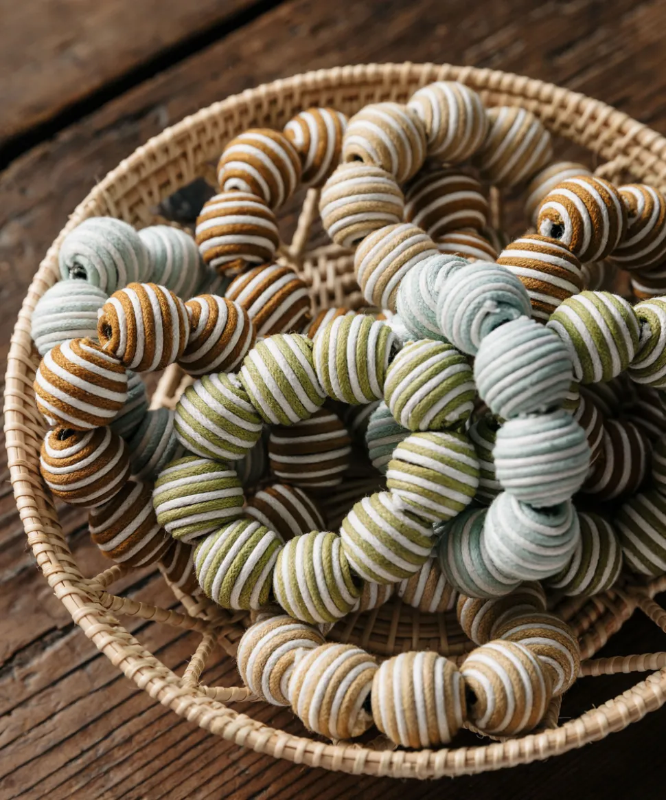 Striped Napkin Rings in Tobacco, Set of 4