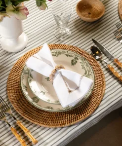 Striped Napkin Rings in Tobacco, Set of 4