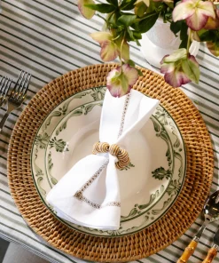 Striped Napkin Rings in Tobacco, Set of 4