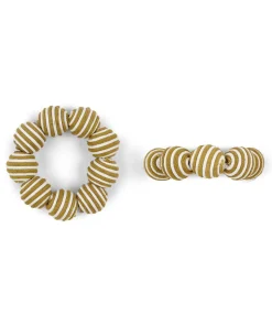 Striped Napkin Rings in Tobacco, Set of 4