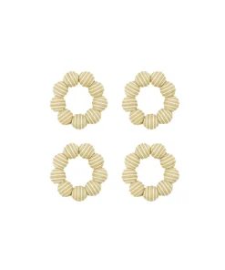 Striped Napkin Rings in Taupe, Set of 4