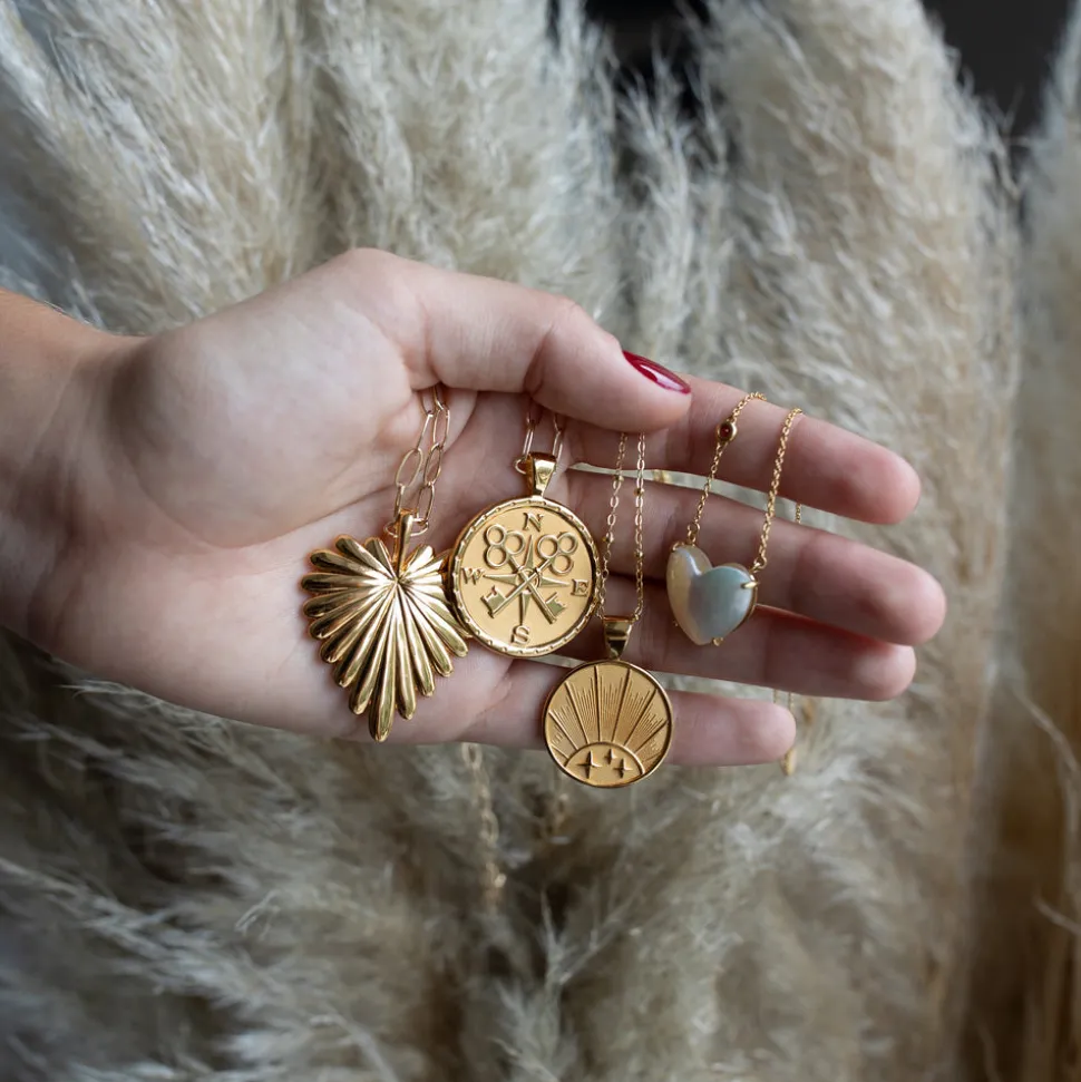 Strong Rising Sun JW Small Pendant Coin Necklace