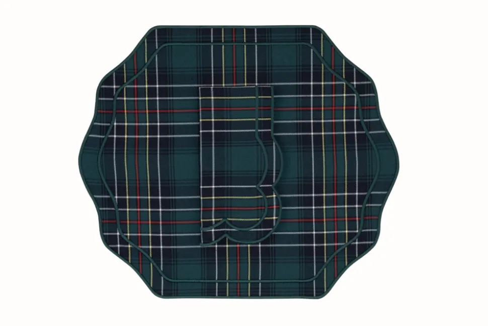Stucco Green Tartan Napkin and Placemat, Set of 2