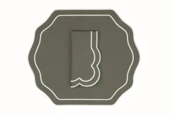 Stucco Linen Napkin and Placemat in Green, Set of 2